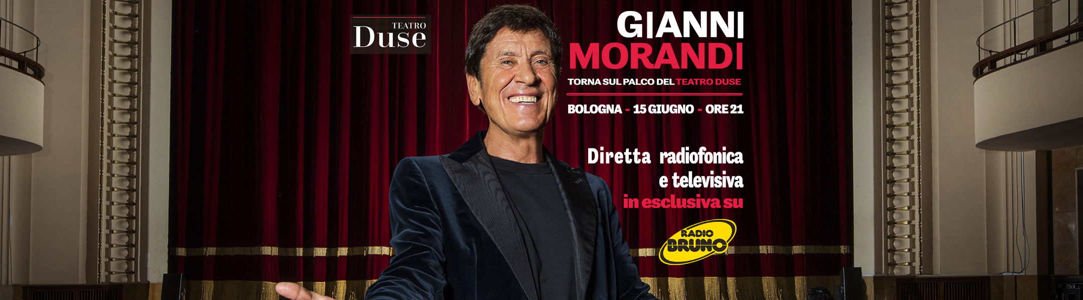 Gianni Morandi il 15 giugno in diretta esclusiva radio e tv su Radio Bruno