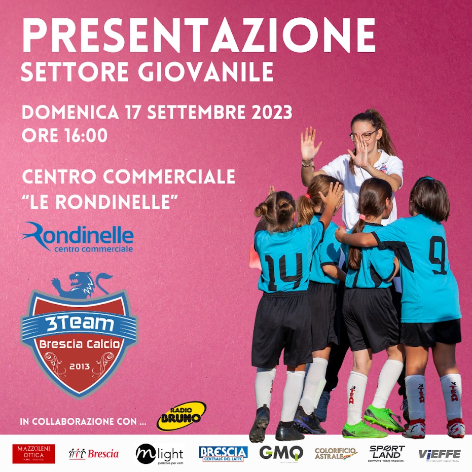 Domenica 17 settembre la presentazione del settore giovanile di 3Team Brescia Calcio