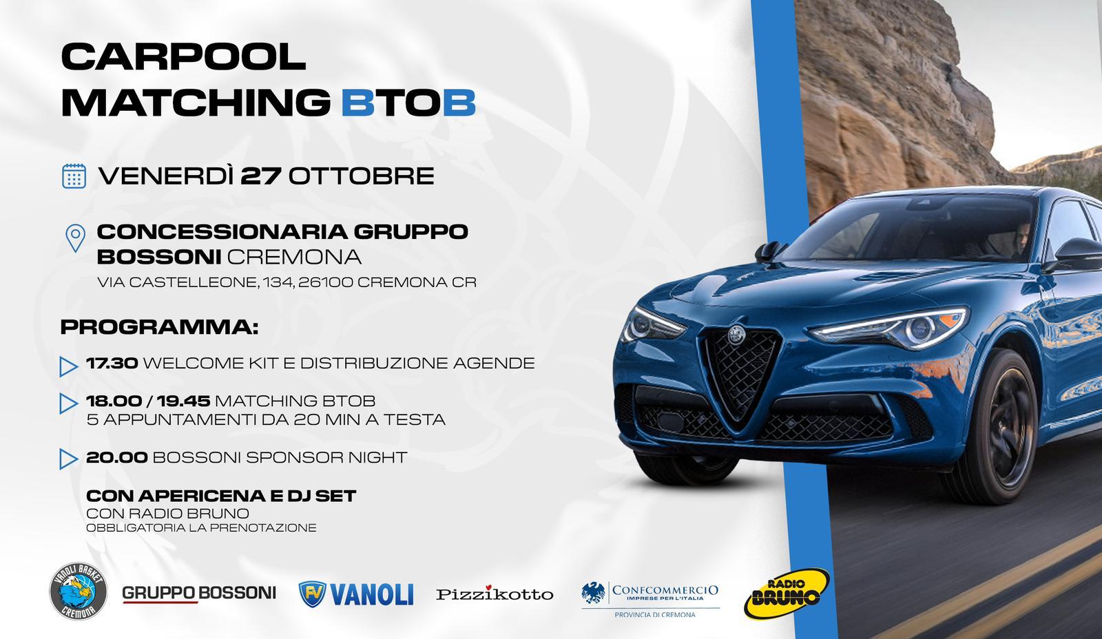 CarPool Matching BtoB Vanoli Basket Cremona