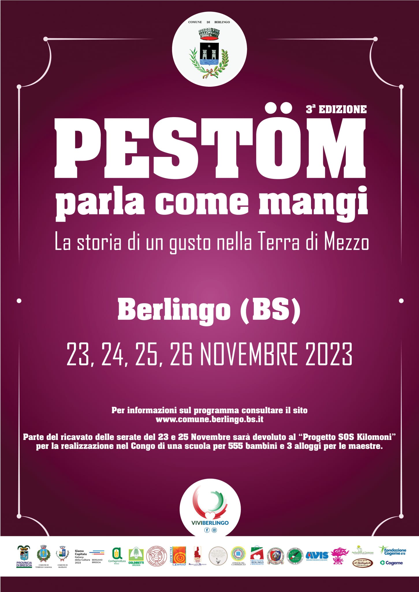 Berlingo pronto ad ospitare la terza edizione del festival “Pestöm, parla come mangi: la storia di un gusto nella Terra di Mezzo”