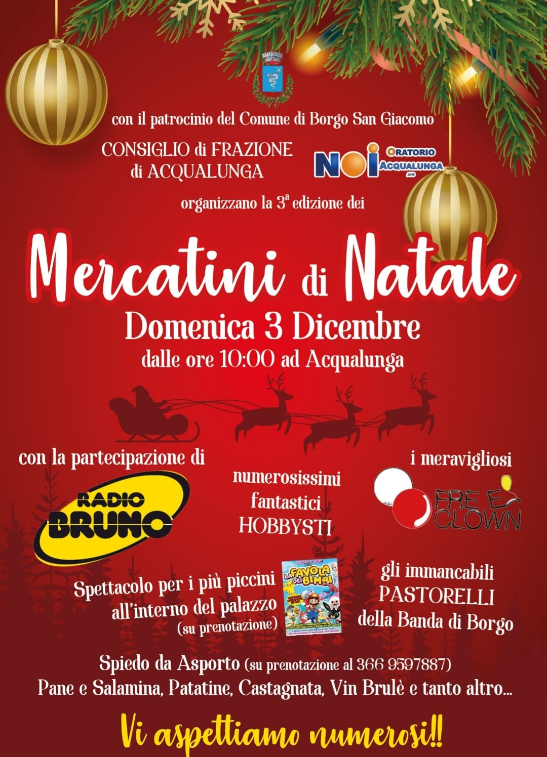 Il 3 dicembre a Borgo San Giacomo arrivano i mercatini di Natale!