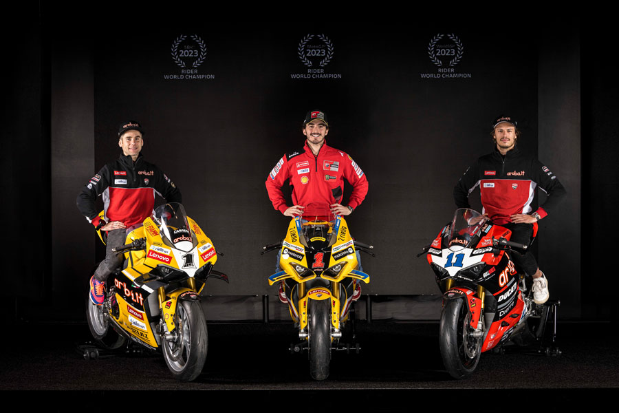 I tre campioni del mondo Ducati 2023