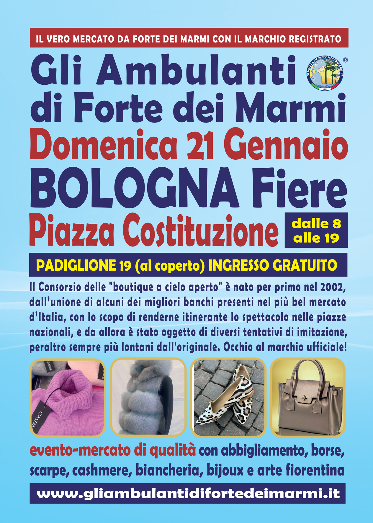 "Gli Ambulanti di Forte dei Marmi®” a Bologna Fiere domenica 21 gennaio