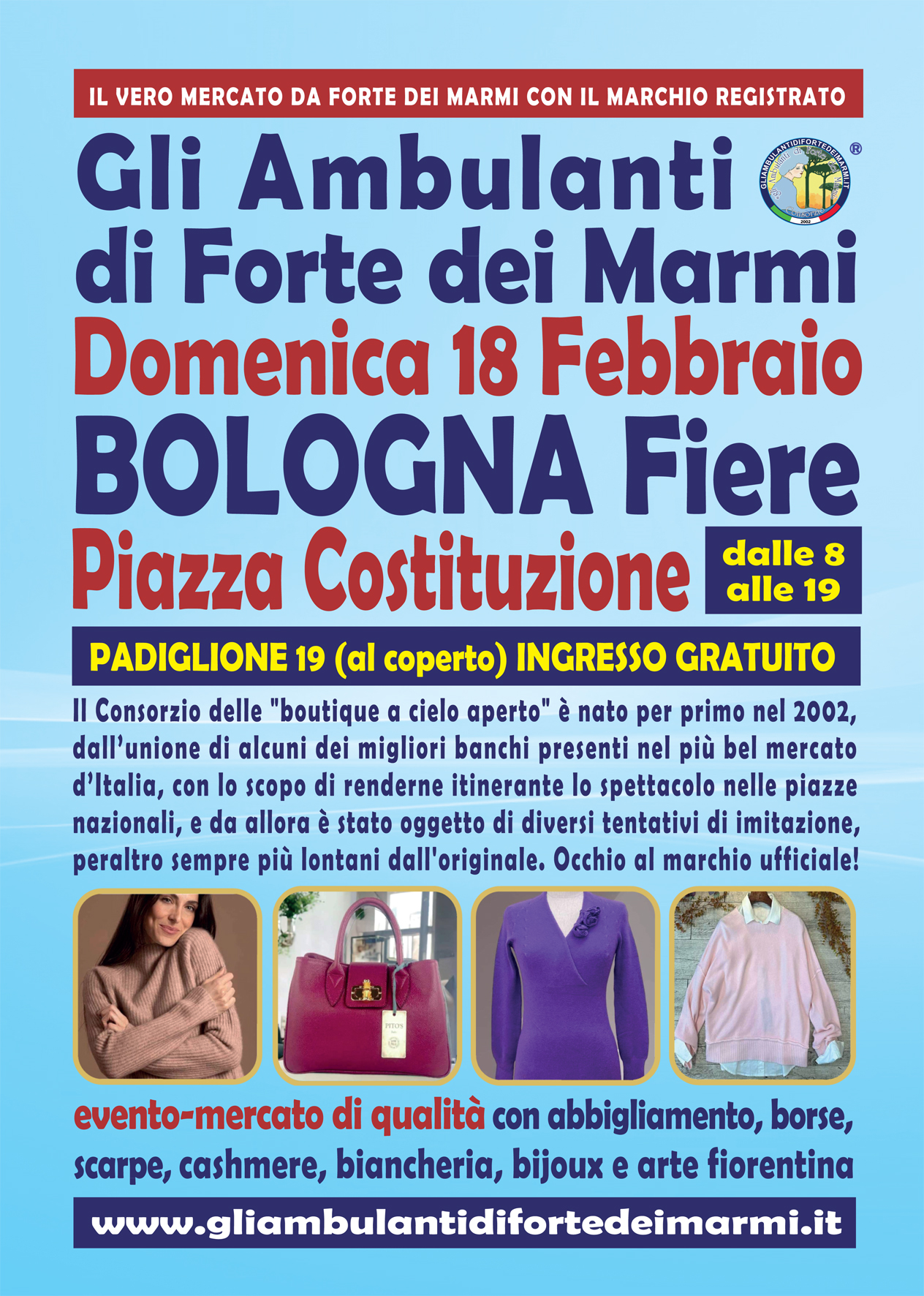 "Gli Ambulanti di Forte dei Marmi®” a BOLOGNA FIERE domenica 18 febbraio