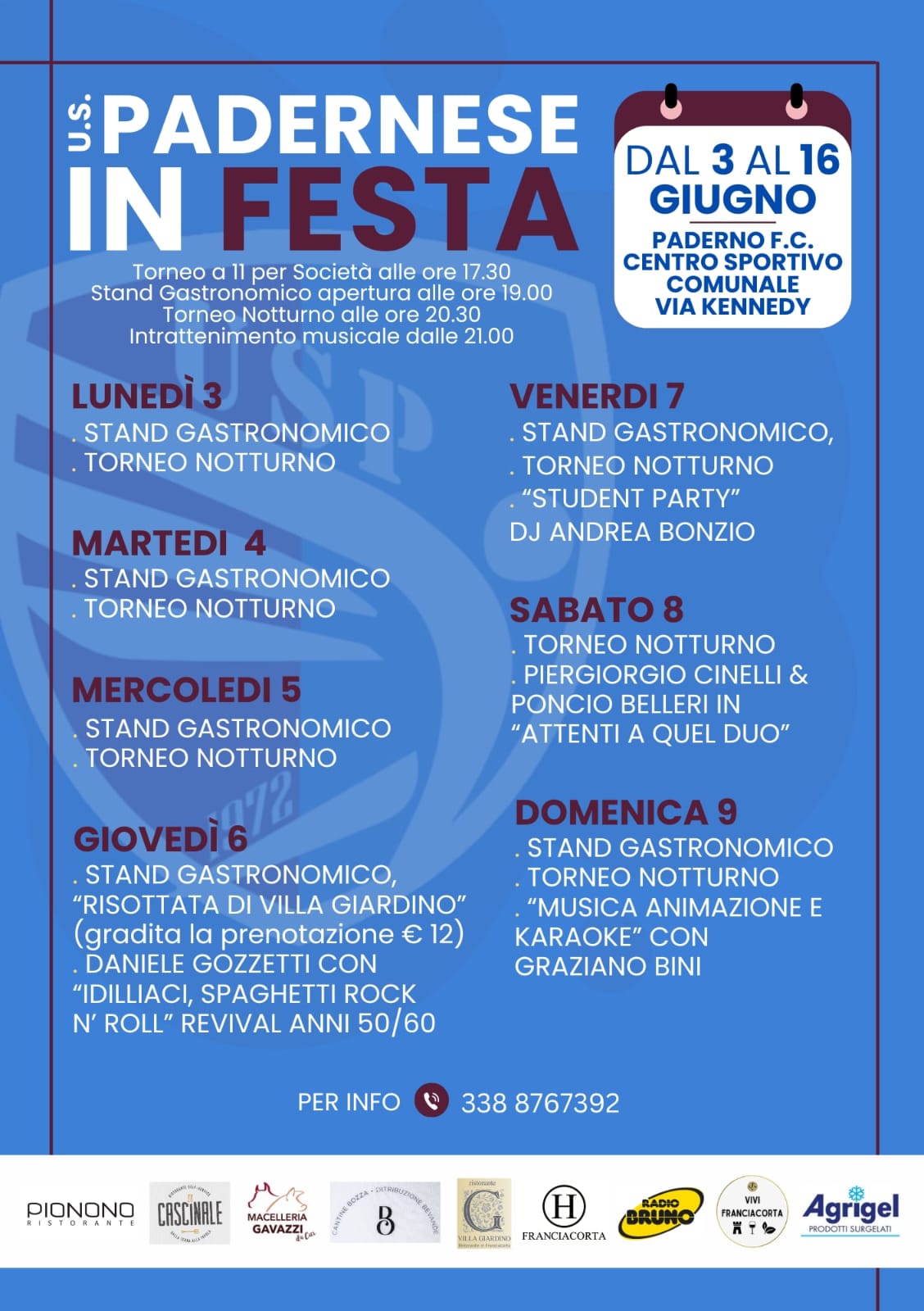 Dal 3 al 16 giugno: Padernese in FESTA!!