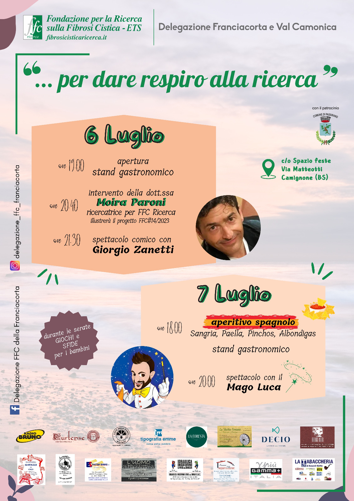 "...per dare respiro alla ricerca": due serate di spettacolo a Camignone, 6 e 7 luglio