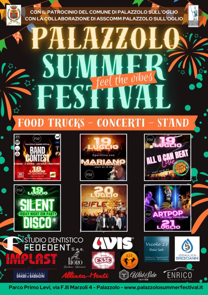 Dal 18 al 21 luglio, a Palazzolo, tornoa il PALAZZOLO SUMMER FESTIVAL!
