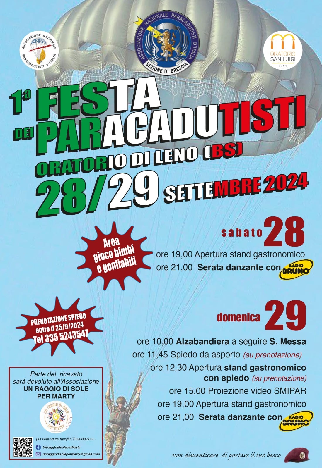 Il 28 e 29 settembre arriva la festa dei paracadutisti di Leno!