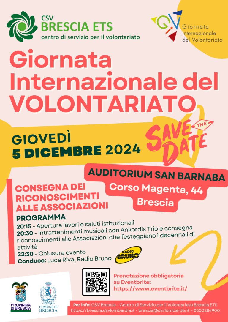 Giovedì 5 dicembre: Giornata Internazionale del Volontariato