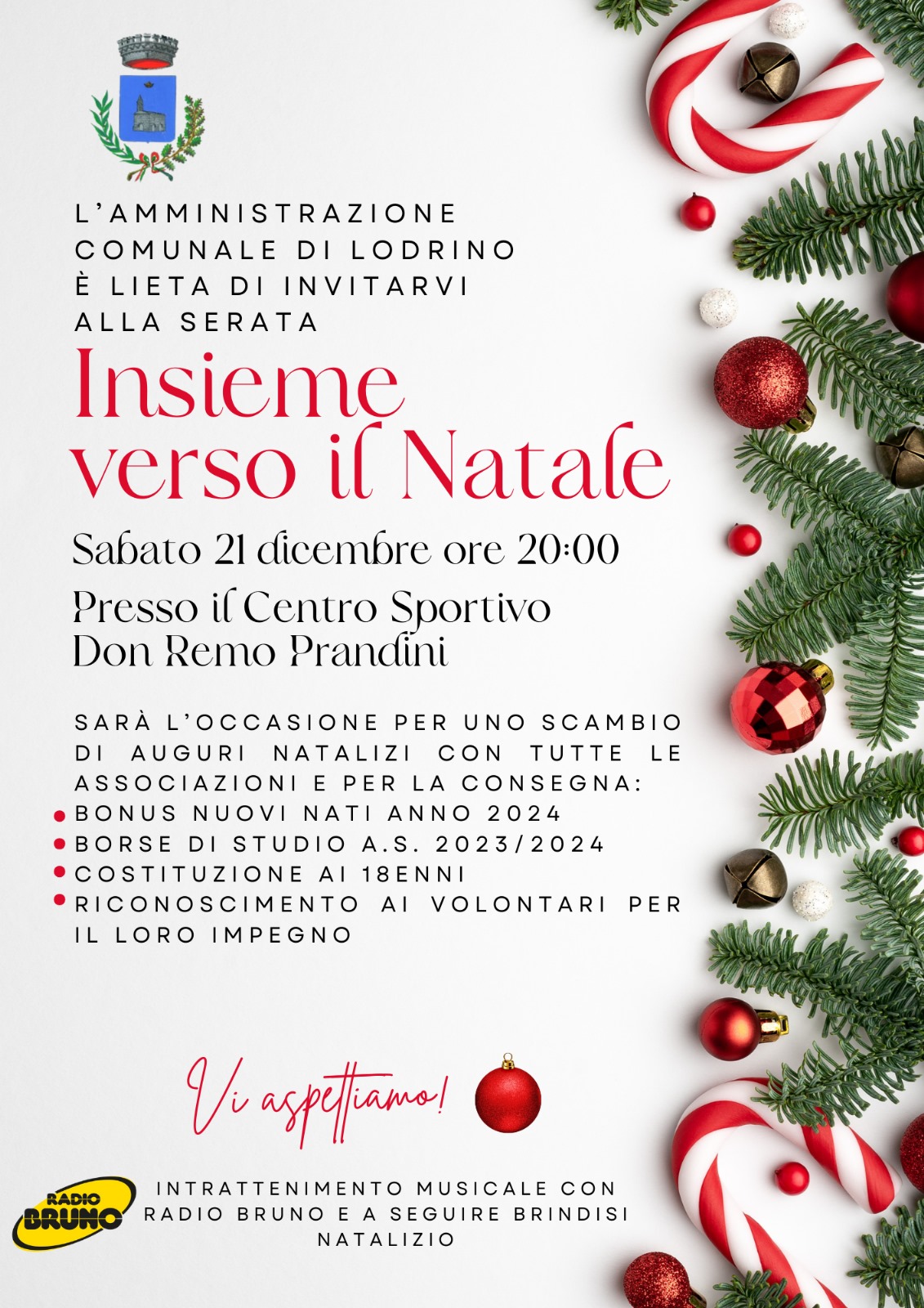 Sabato 21 dicembre: Lodrino celebra il Natale con una serata di comunità e condivisione