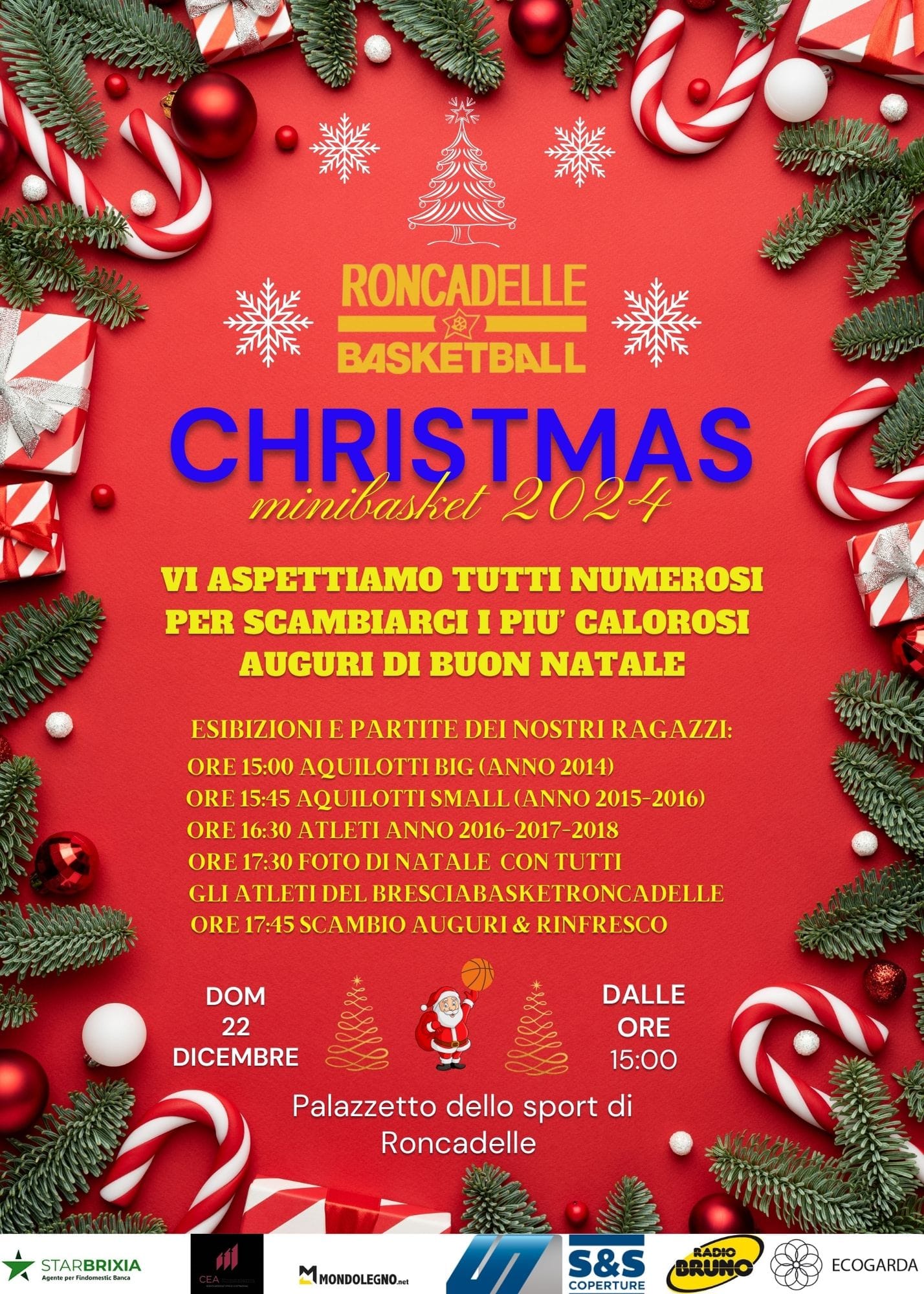 Il 22 dicembre 2024 è festa al palazzetto di Roncadelle: Christmas minibasket