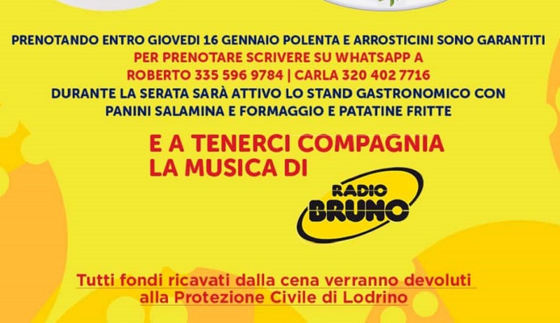 Il Centro Sportivo di Lodrino ospiterà una cena speciale in occasione del "Gir de Ludri al Ciar de Lūna"