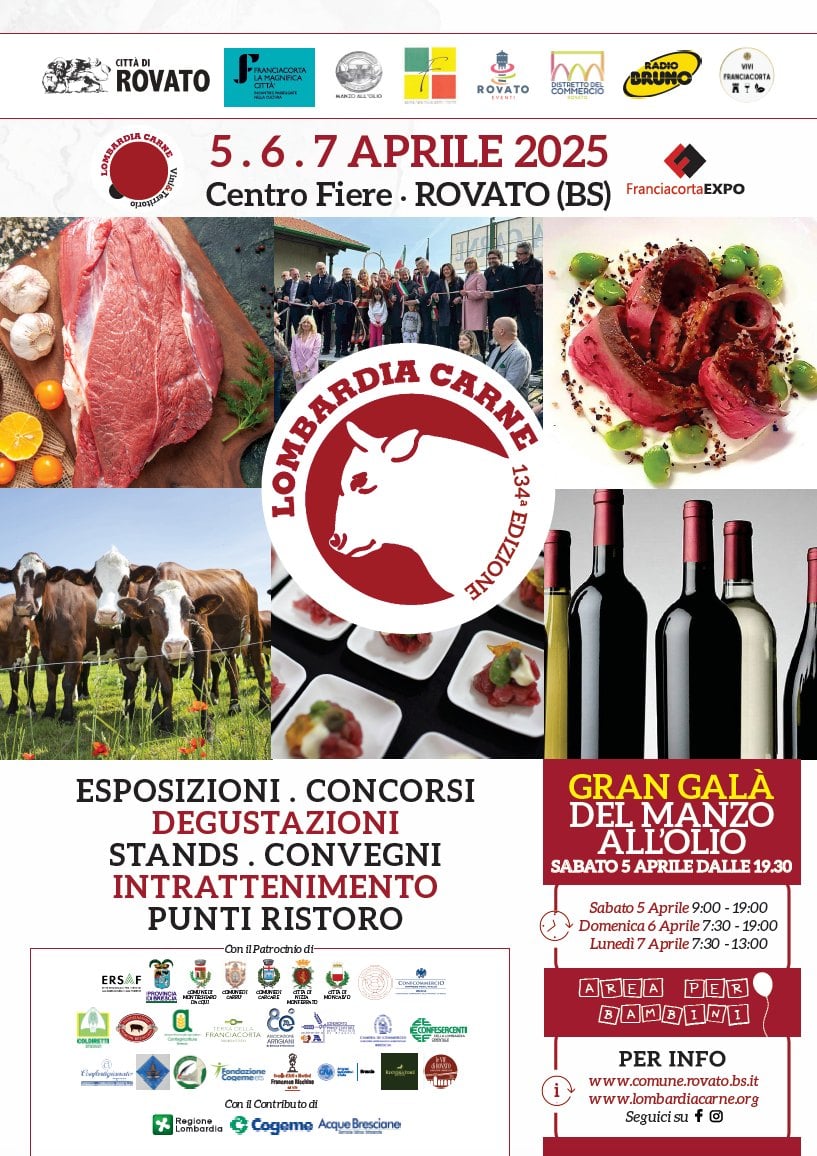 Dal 5 al 7 aprile 2025 a Rovato torna Lombardia Carne: gusto, tradizione e territorio