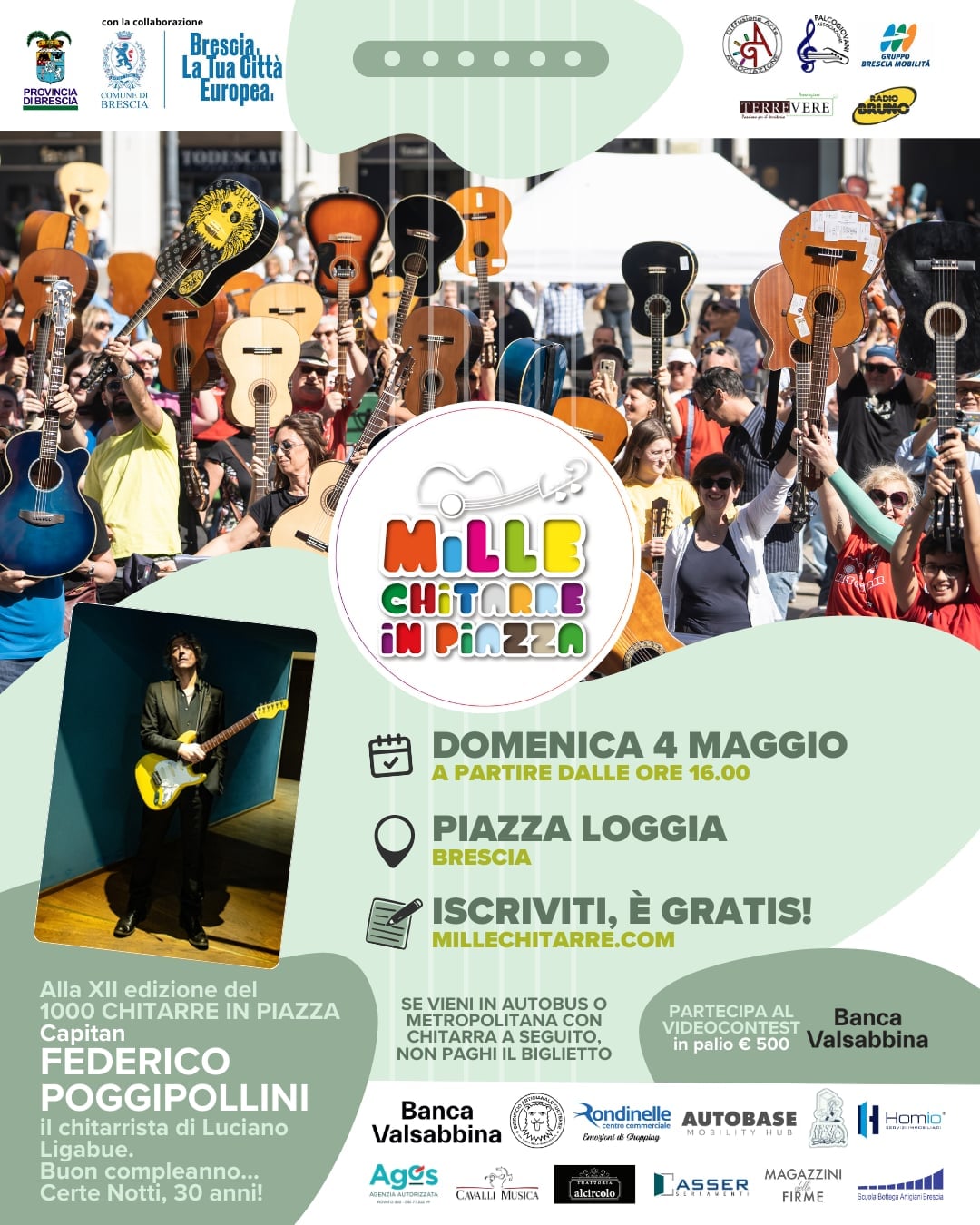La magia delle chitarre torna a invadere Piazza Loggia a Brescia domenica 4 maggio