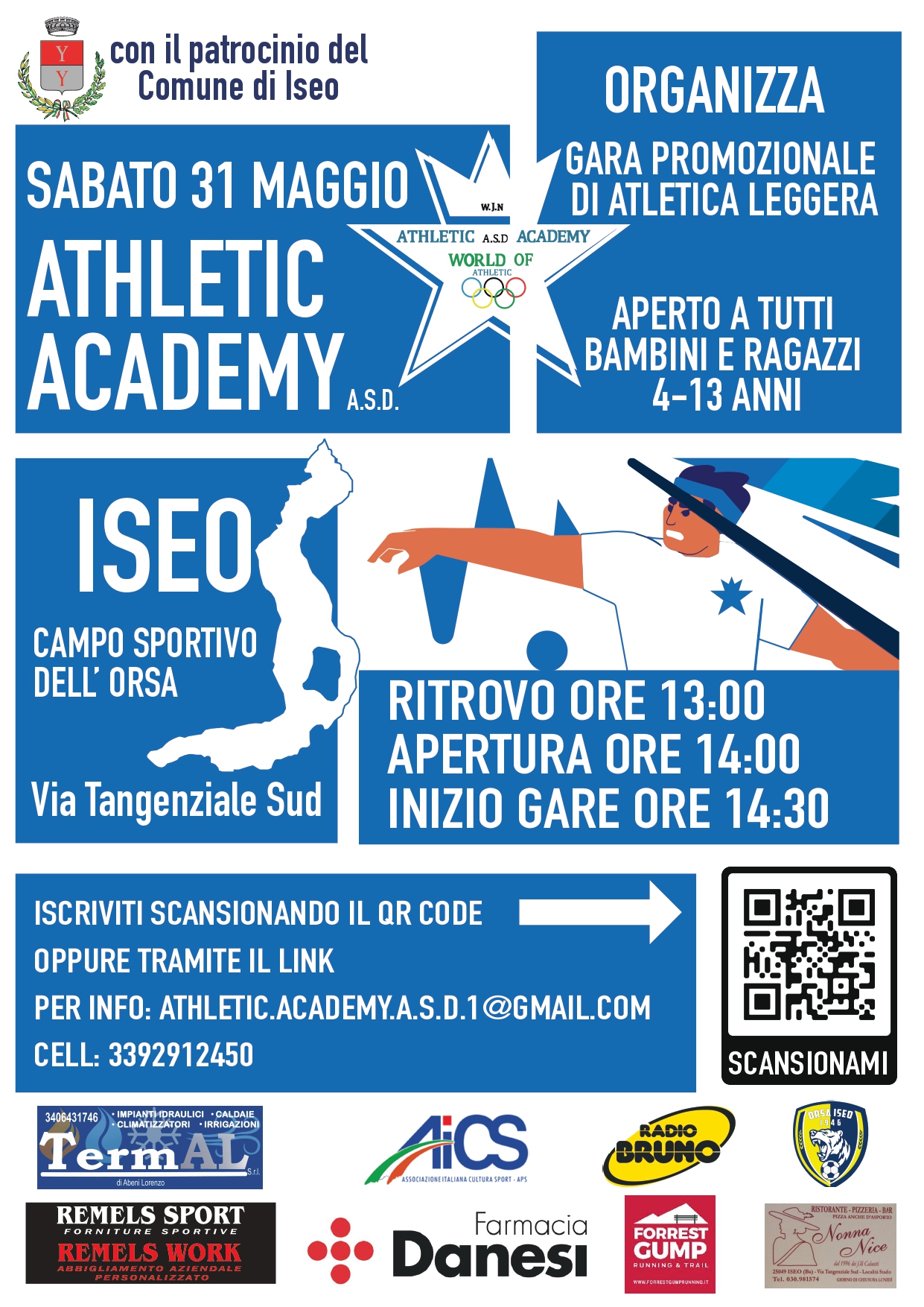 Athletic Academy organizza una gara promozionale di atletica leggera aperta a tutti: sabato 31 maggio a Iseo!