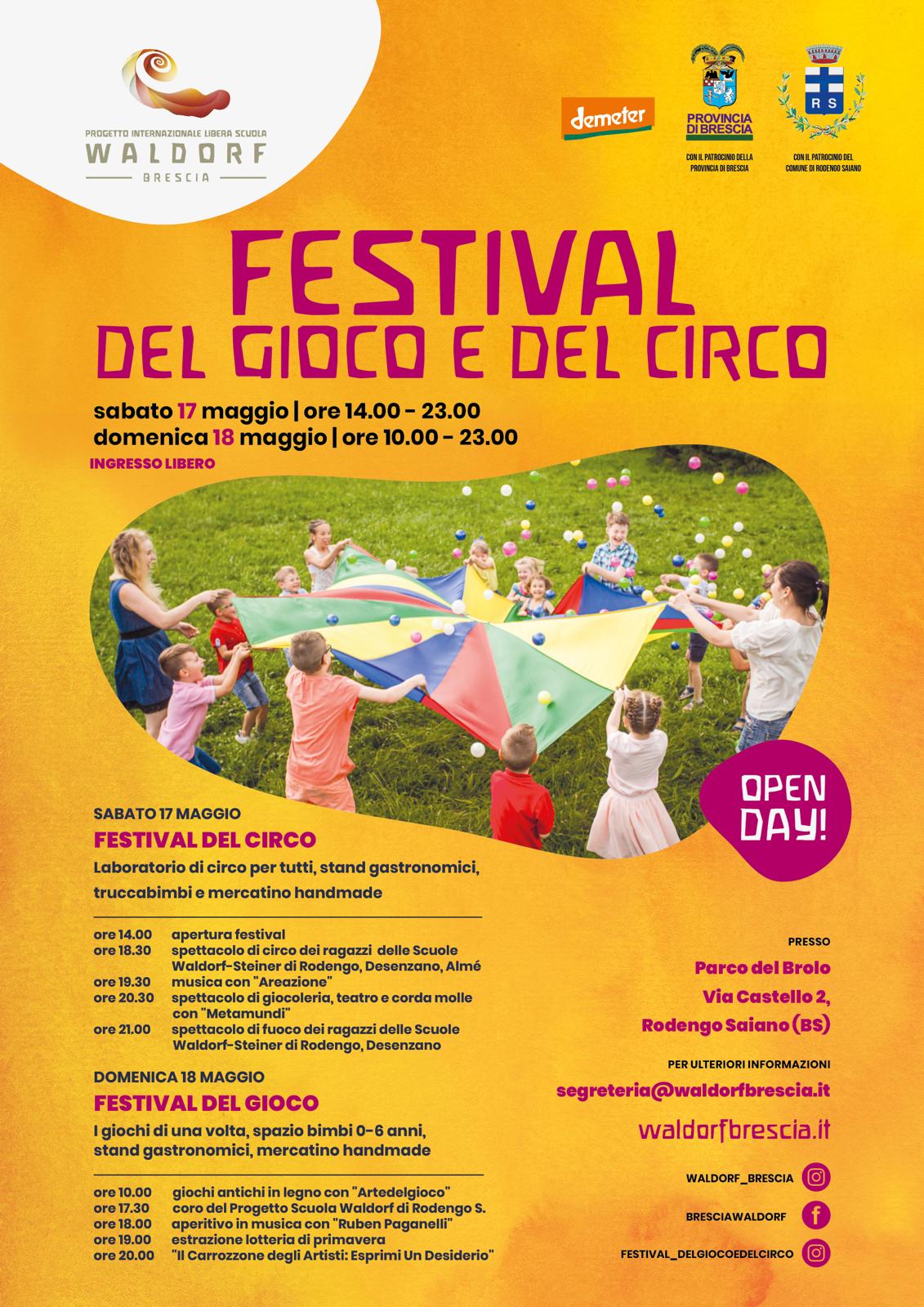 Il 17 e 18 maggio torna il Festival del gioco e del circo a Rodengo Saiano!