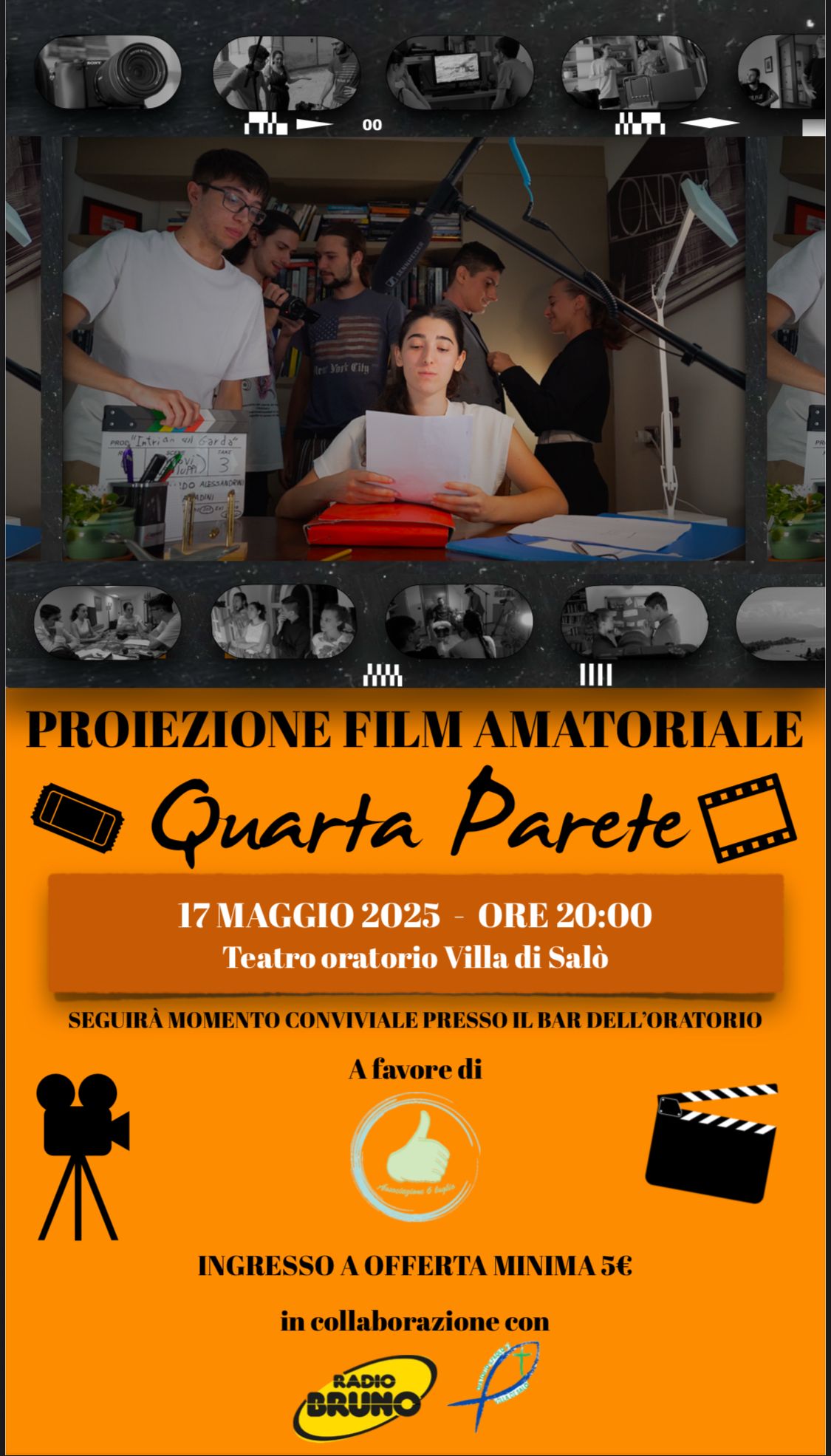 Il 17 maggio, all’Oratorio di Villa di Salò, la proiezione del film amatoriale “Quarta Parete”
