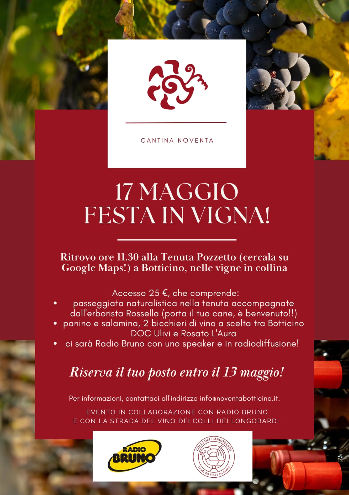 Noventa presenta: Festa in Vigna! Appuntamento per il 17 maggio alla Tenuta Pozzetto