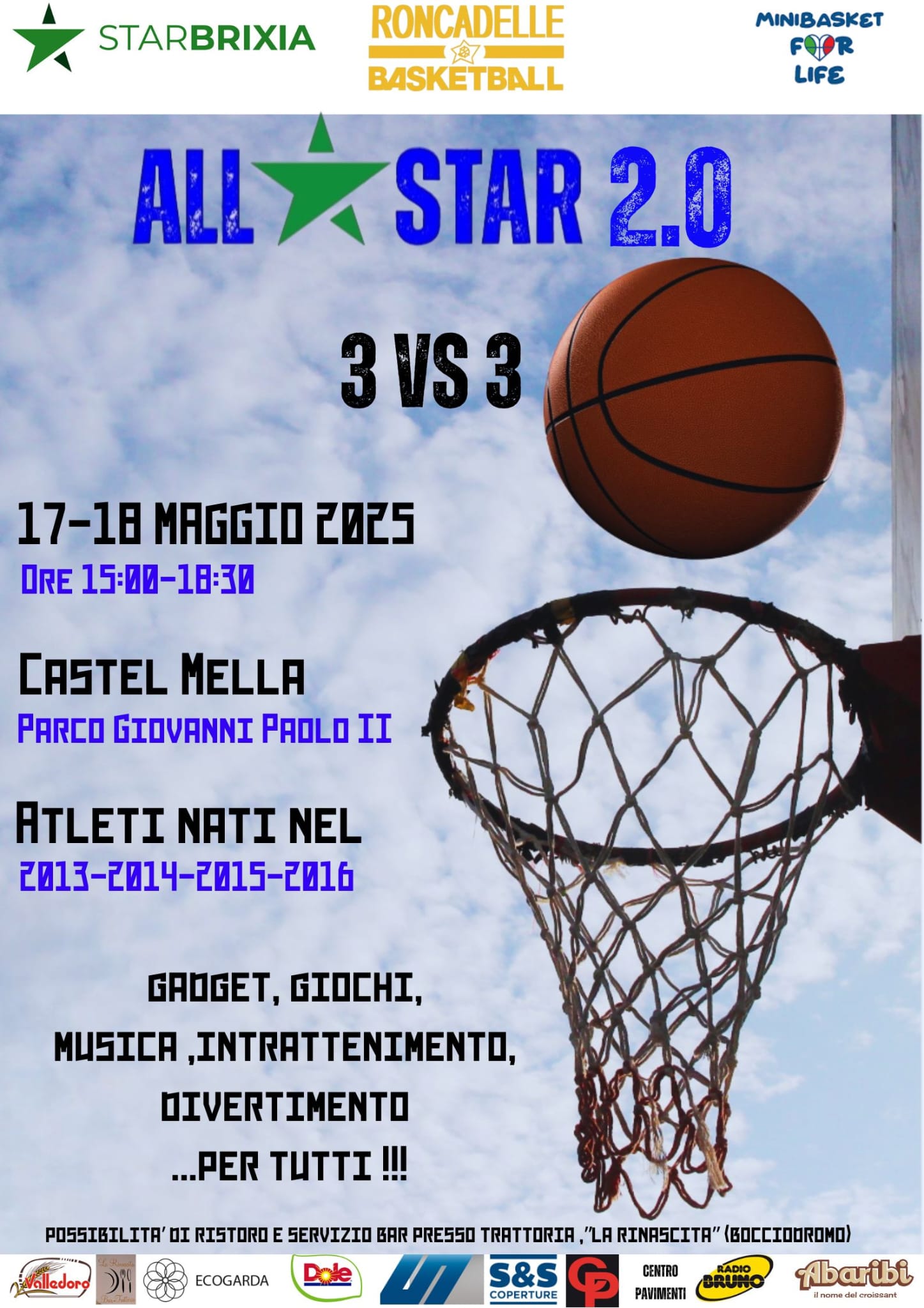 Roncadelle Basketball presenta: ALL STAR 2.0, il 17 e 18 maggio a Castel Mella!