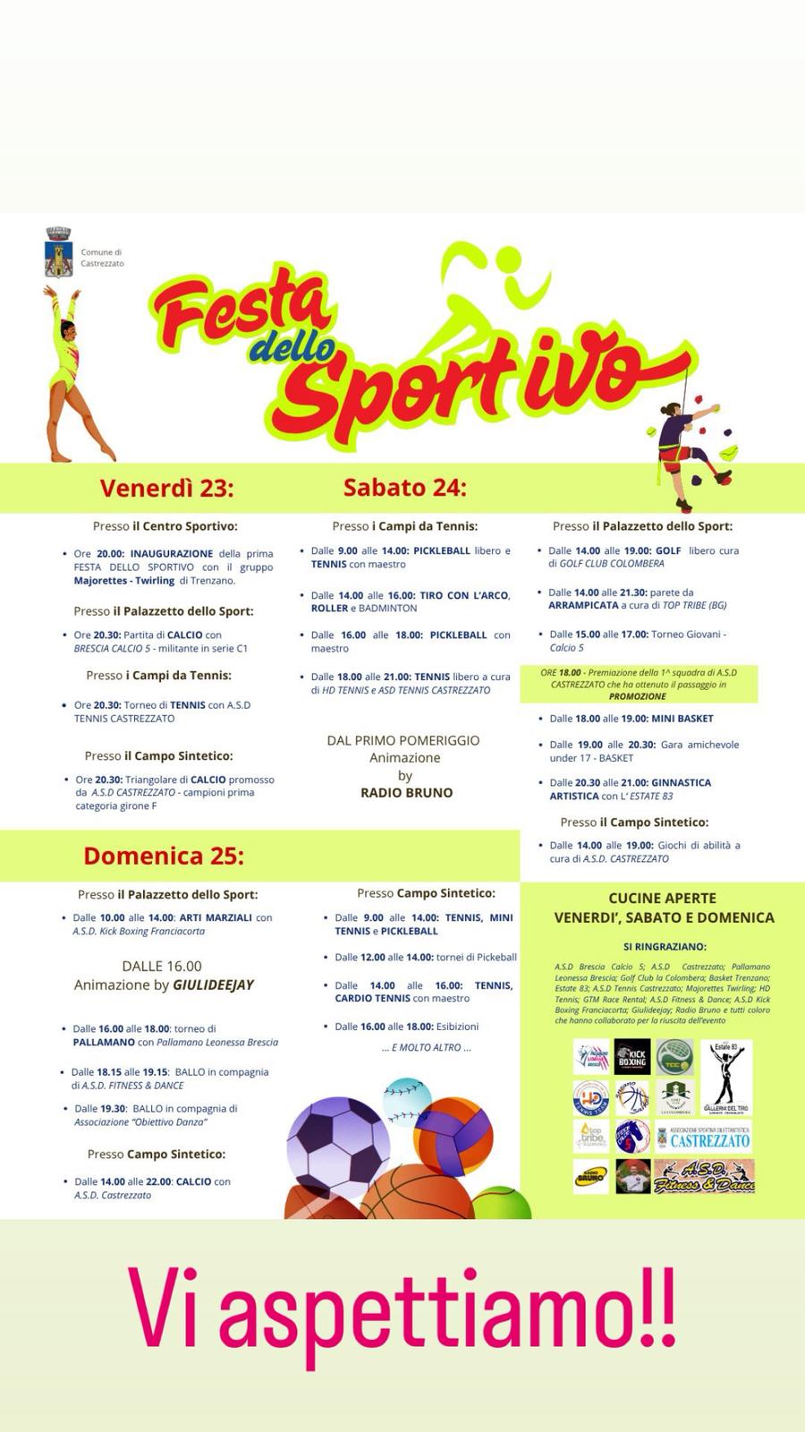 Festa dello sportivo di Castrezzato: il 23, 24 e 25 maggio!