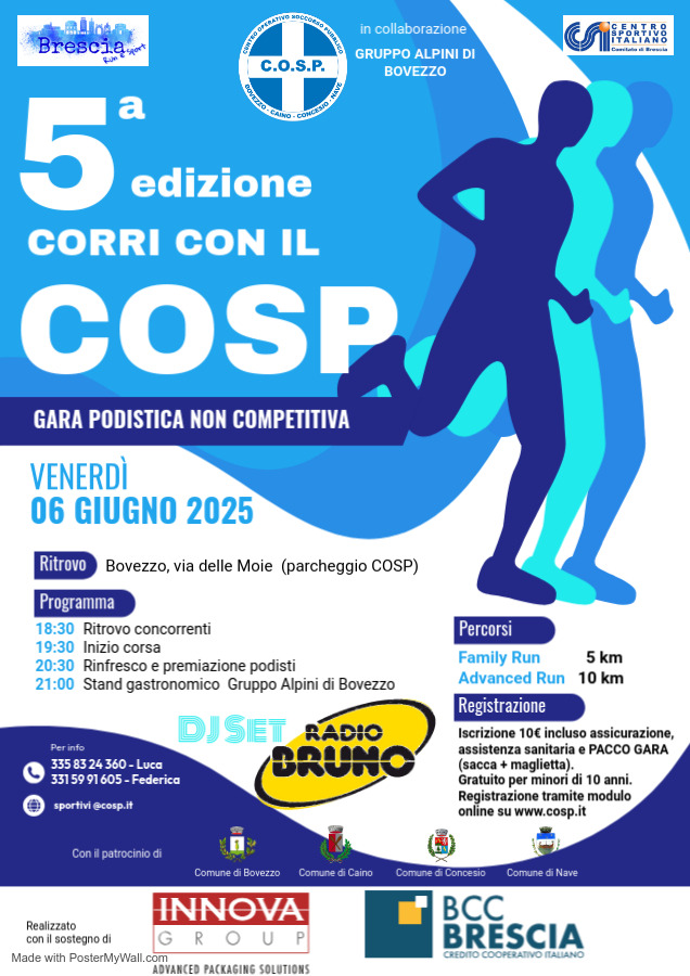 Venerdì 6 giugno: corri con il COSP!