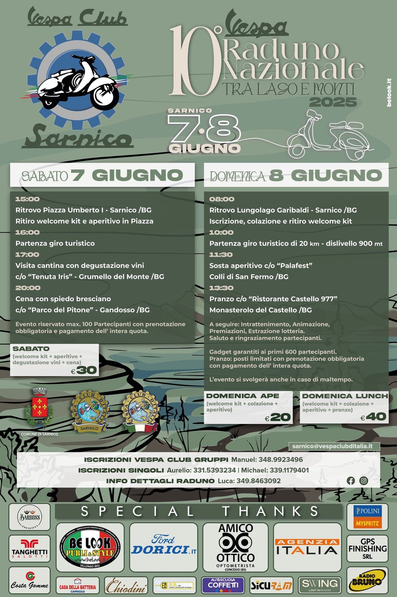 Il 7 e 8 giugno, a Sarnico approda il 10° Vespa raduno nazionale!