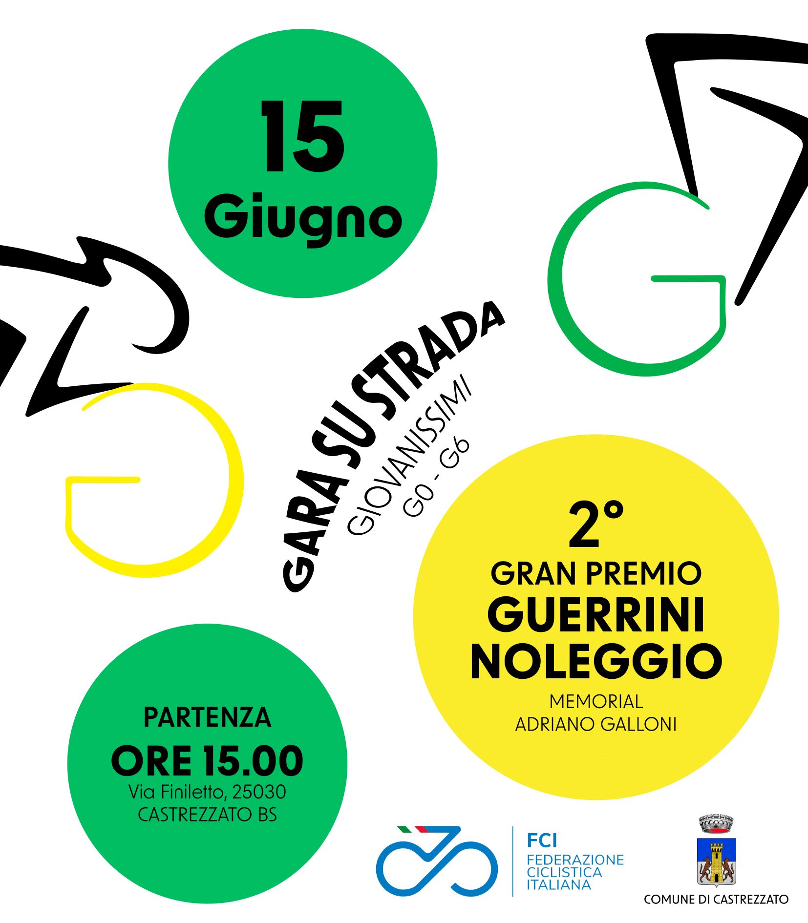 Giovani ciclisti in gara a Castrezzato per il 2° Gran Premio Guerrini Noleggio Domenica 15 giugno