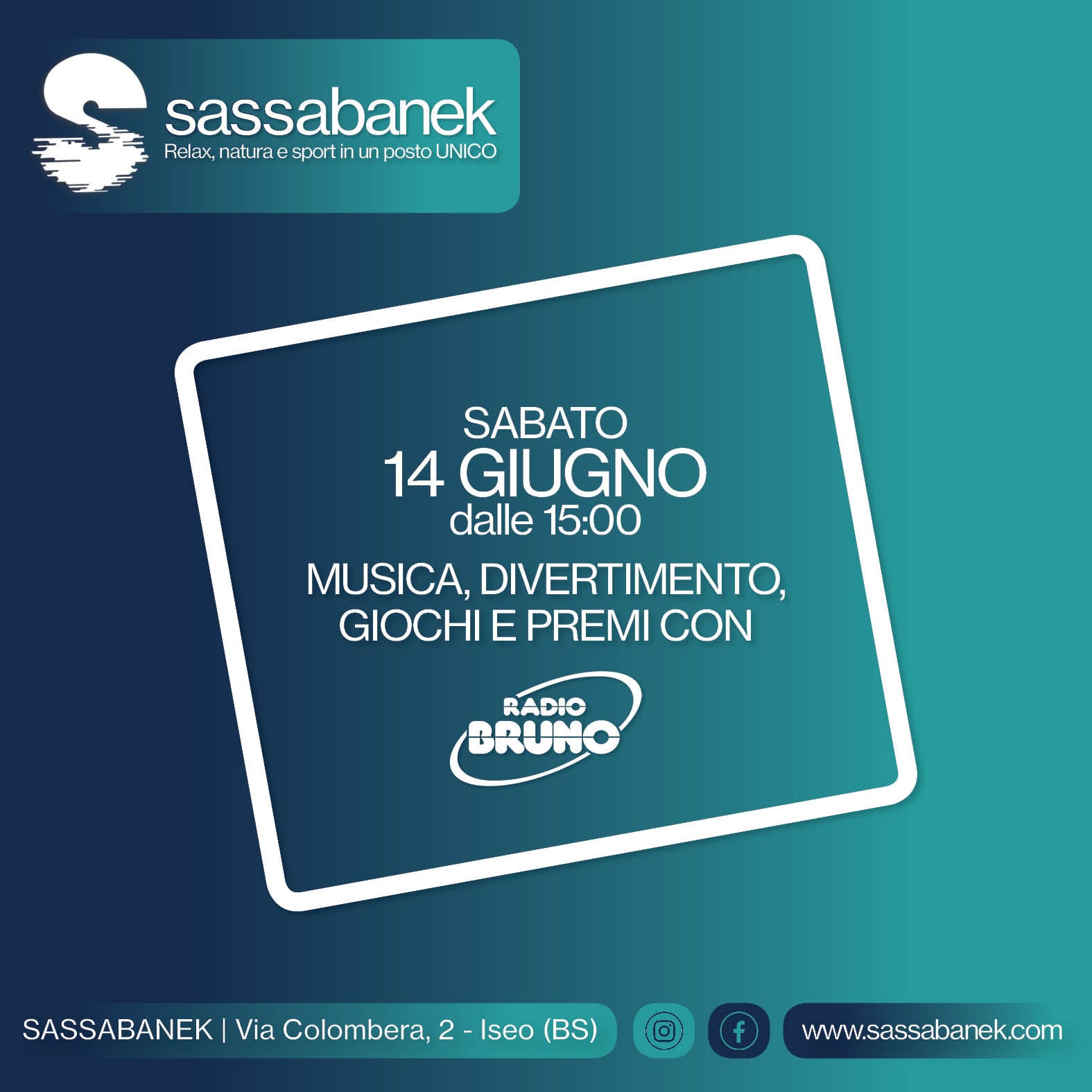 Musica e divertimento a Sassabanek con Radio Bruno: il 14 giugno una giornata tutta da vivere