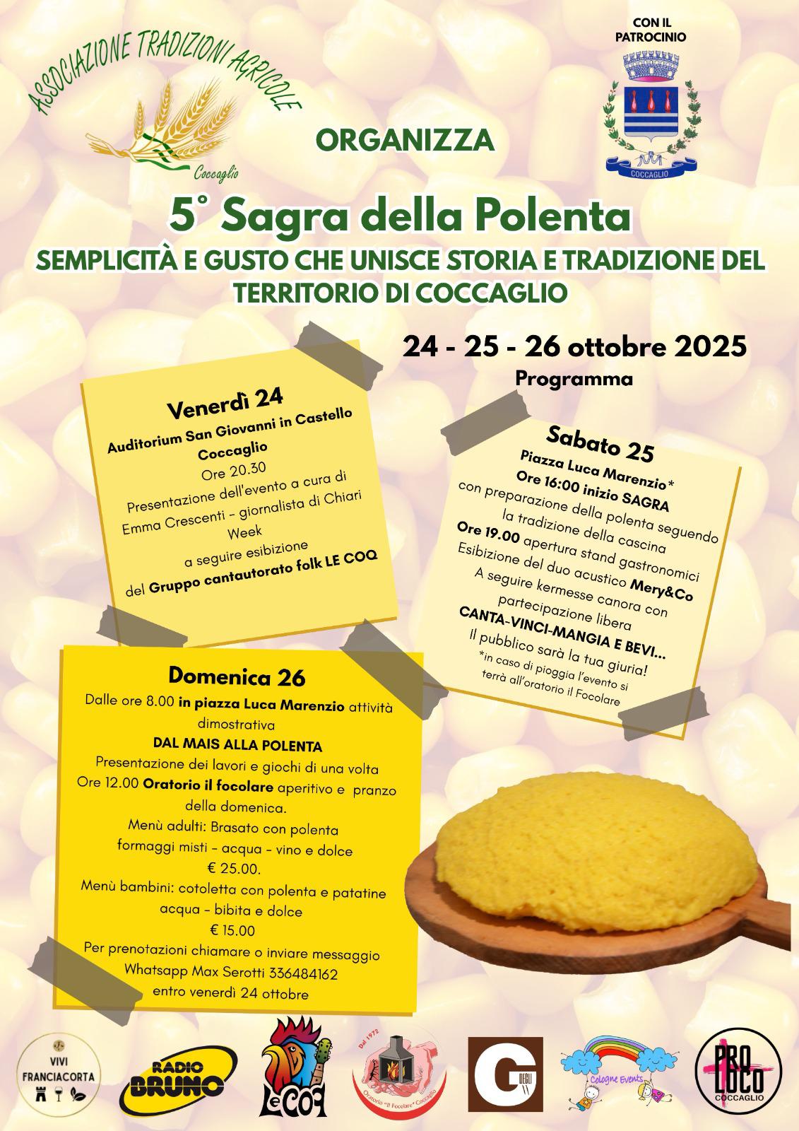A Coccaglio torna la Sagra della polenta!