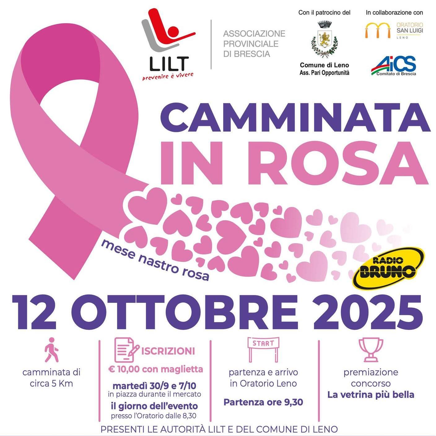 Il 12 ottobre a Leno torna la "Camminata in ROSA"