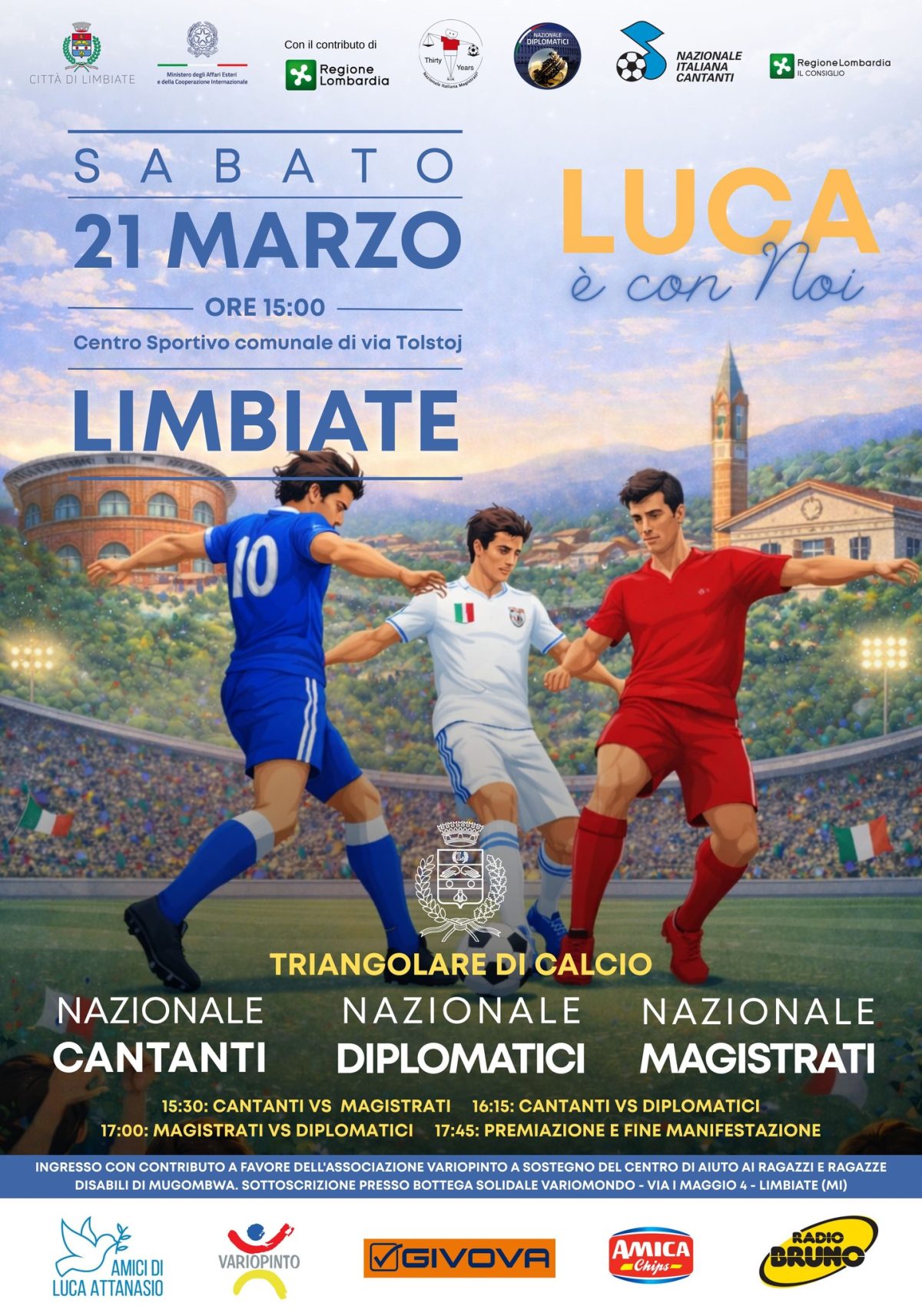 “LUCA CON NOI” Nazionale Cantanti, Nazionale Magistrati e Nazionale Diplomatici