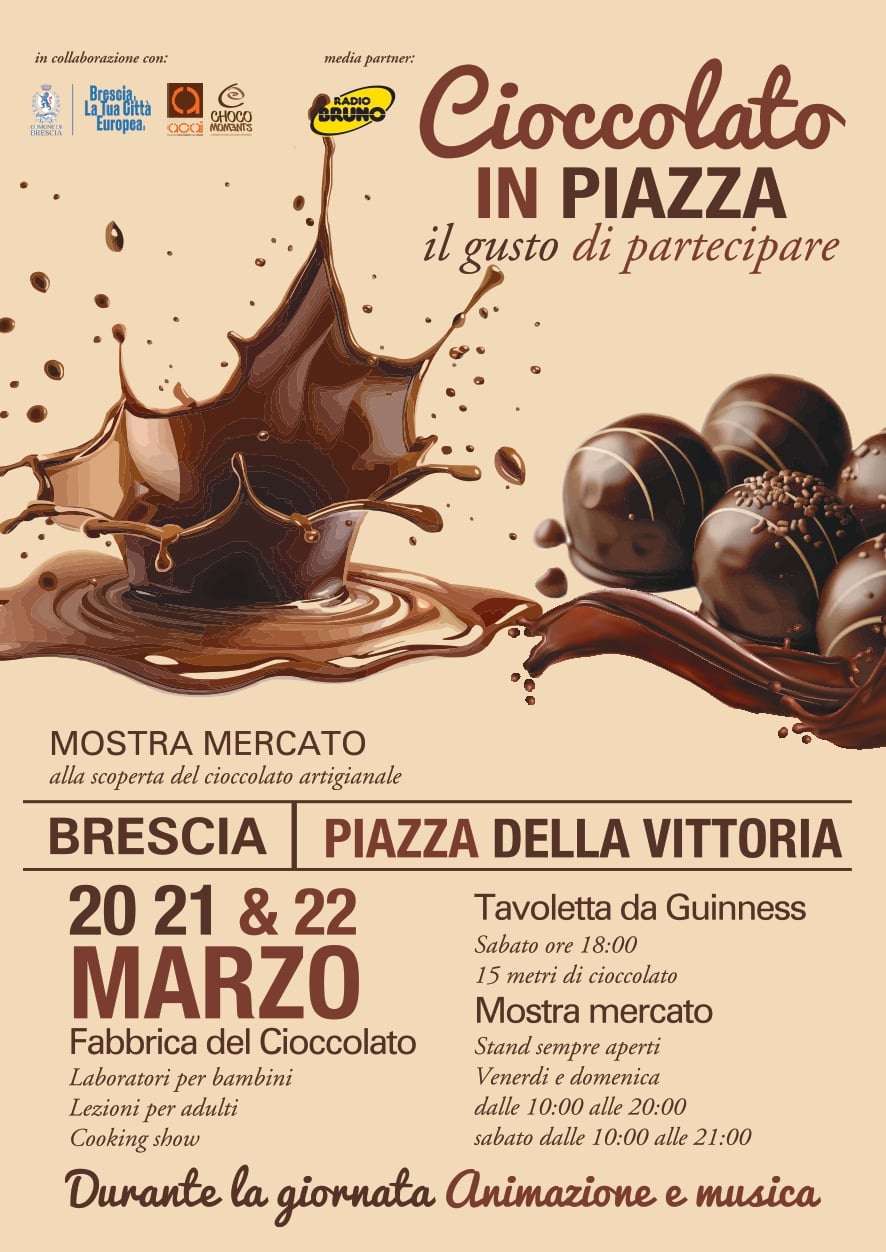Cioccolato in Piazza: dal 20 al 22 marzo degustazioni, laboratori e una tavoletta da Guinness