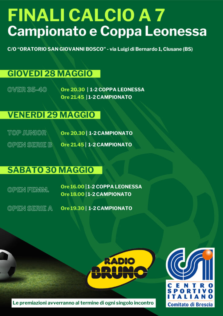 ⚽ Grande sport a Clusane con le finali di CSI Calcio a 7