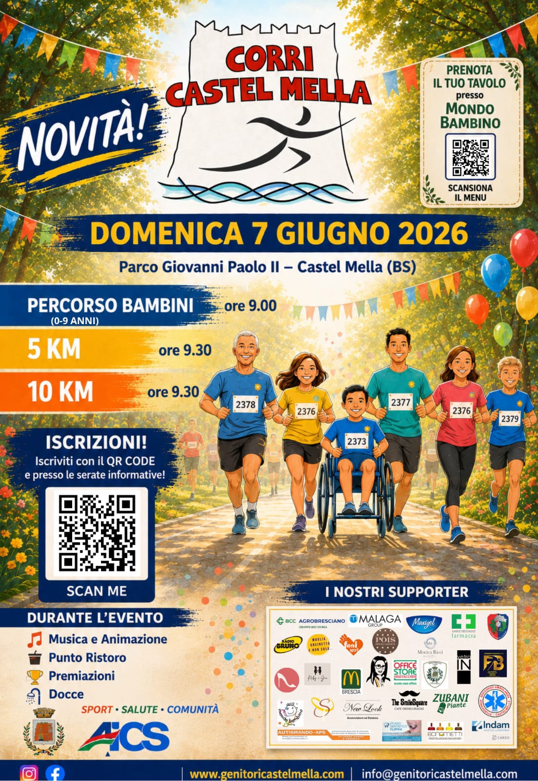 Corri Castel Mella, domenica 7 giugno il Parco Giovanni Paolo II diventa il cuore dello sport inclusivo
