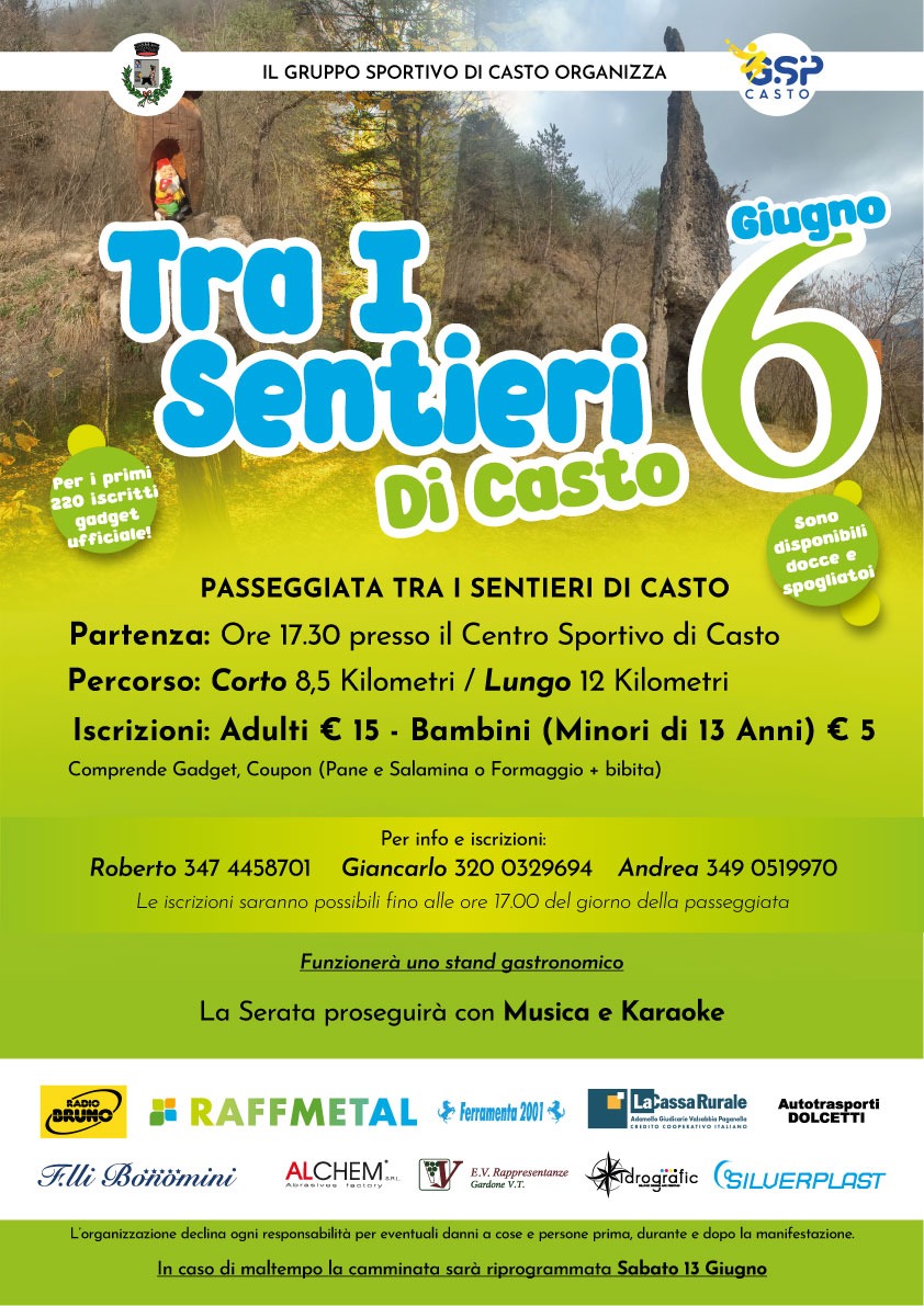Tra i Sentieri di Casto, sabato 6 giugno passeggiata, natura e comunità in Valle Sabbia