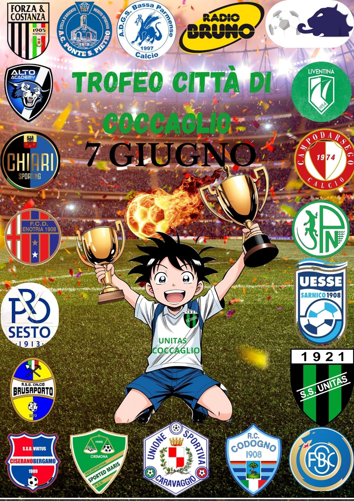 Trofeo Città di Coccaglio, il 7 giugno una giornata di calcio giovanile con Unitas Coccaglio