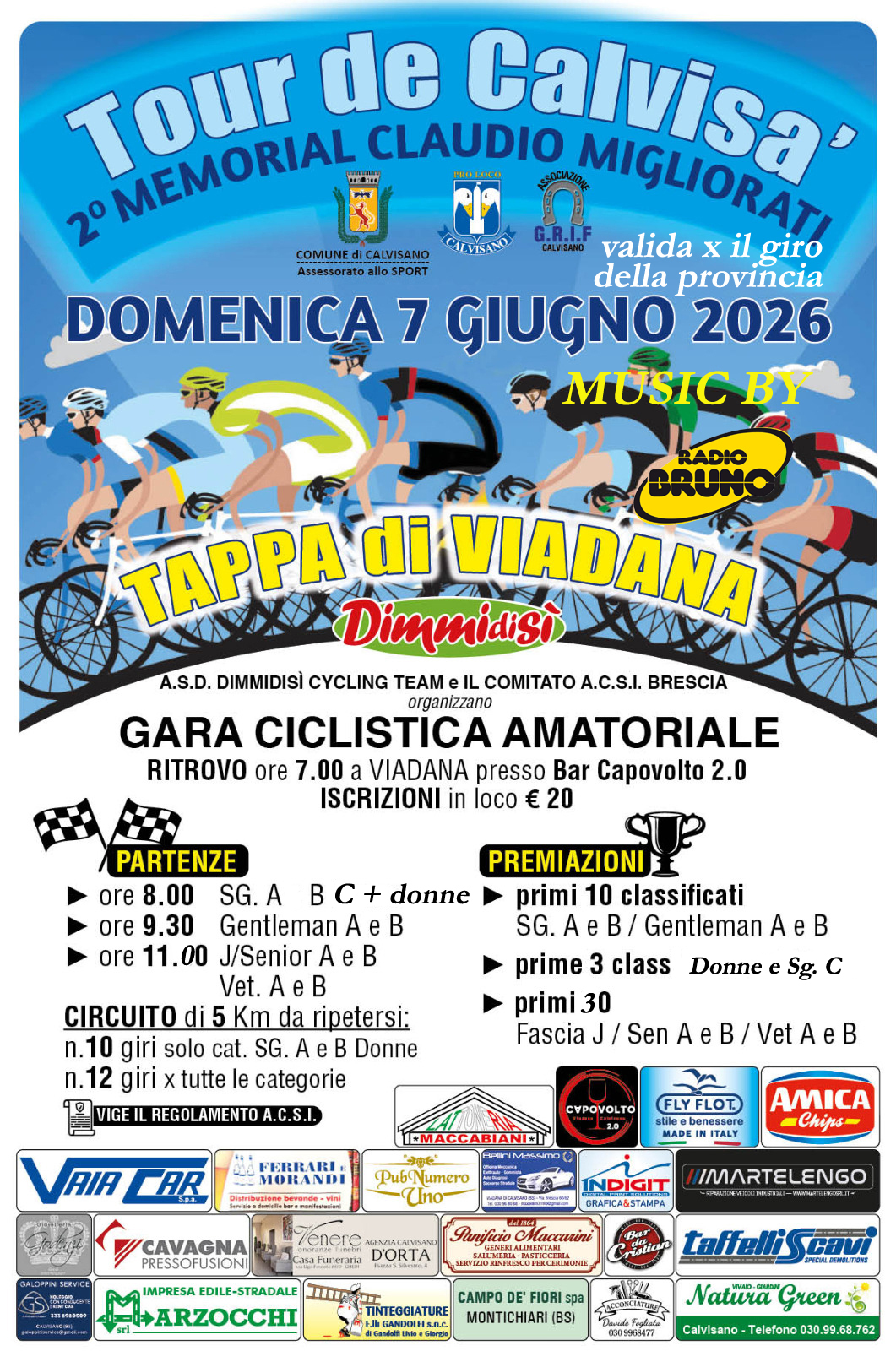 Tour de Calvisa’, domenica 7 giugno a Viadana la gara ciclistica amatoriale nel ricordo di Claudio Migliorati