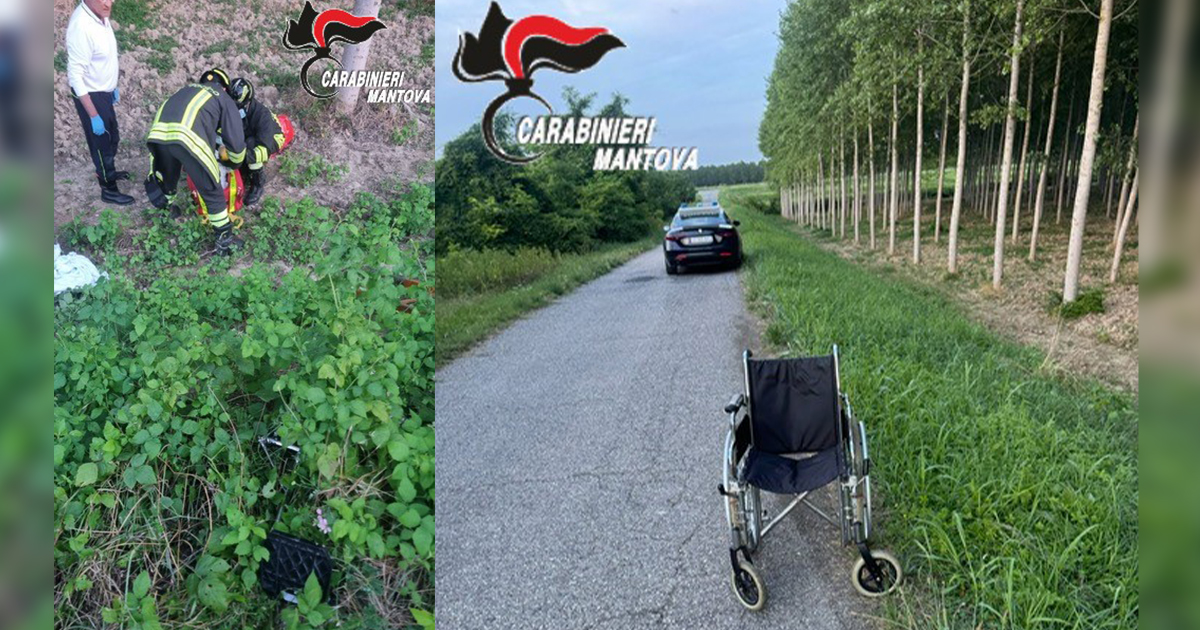 Anziana cade dall’argine in carrozzina e muore