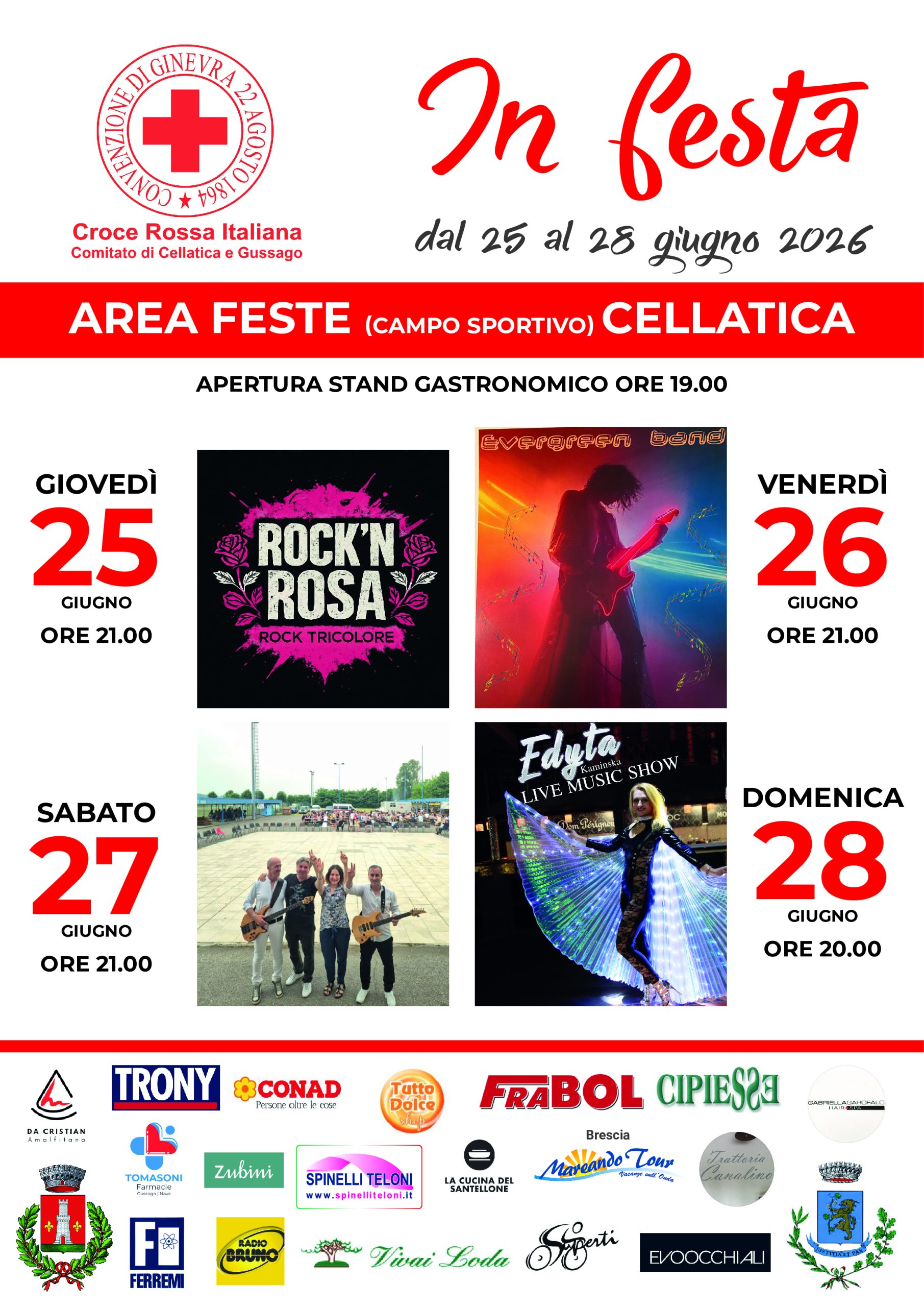 Croce Rossa in Festa, quattro giorni di solidarietà, musica e comunità a Cellatica