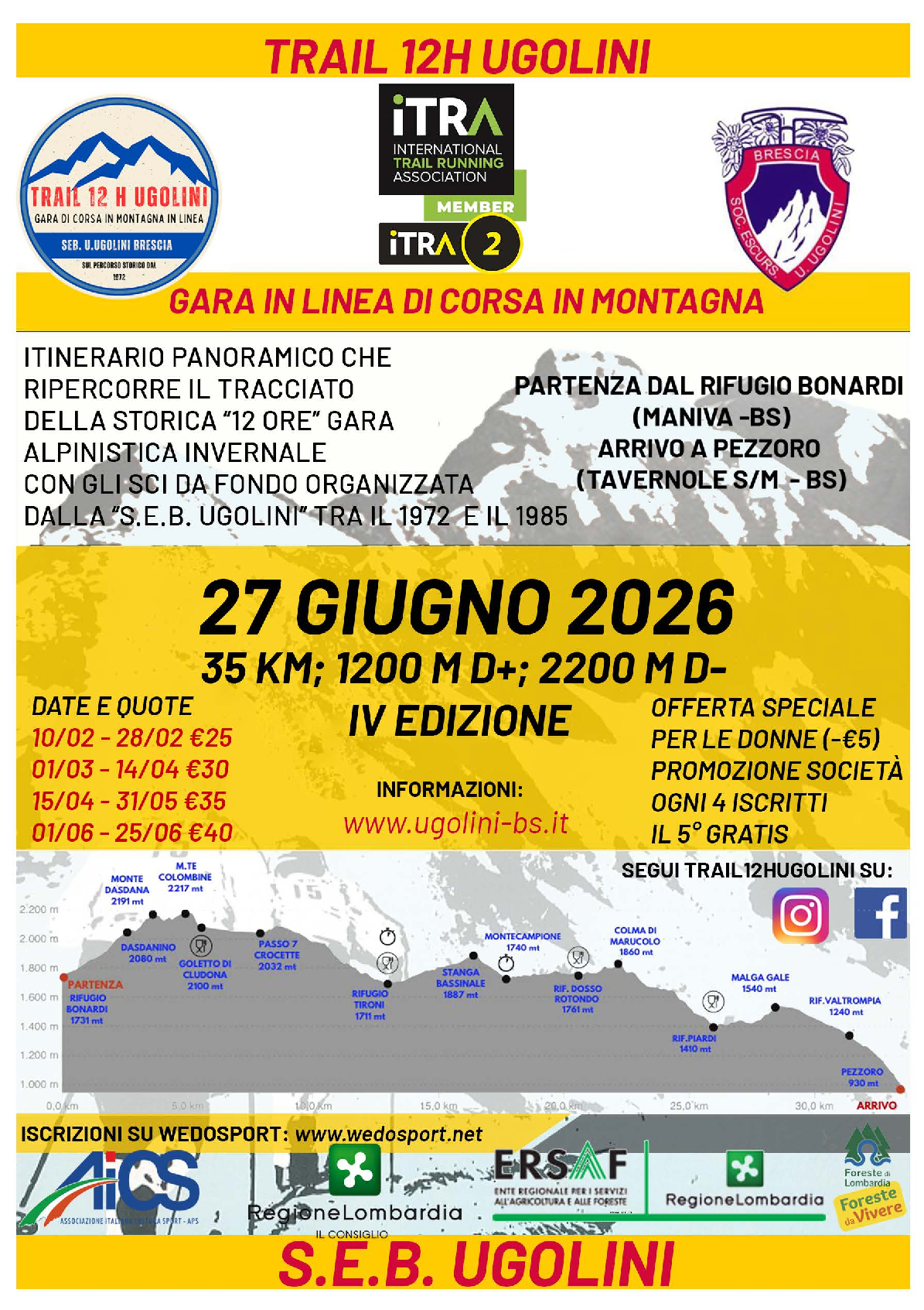 Trail 12H Ugolini: il 27 giugno torna la grande corsa tra storia e panorami delle Prealpi bresciane