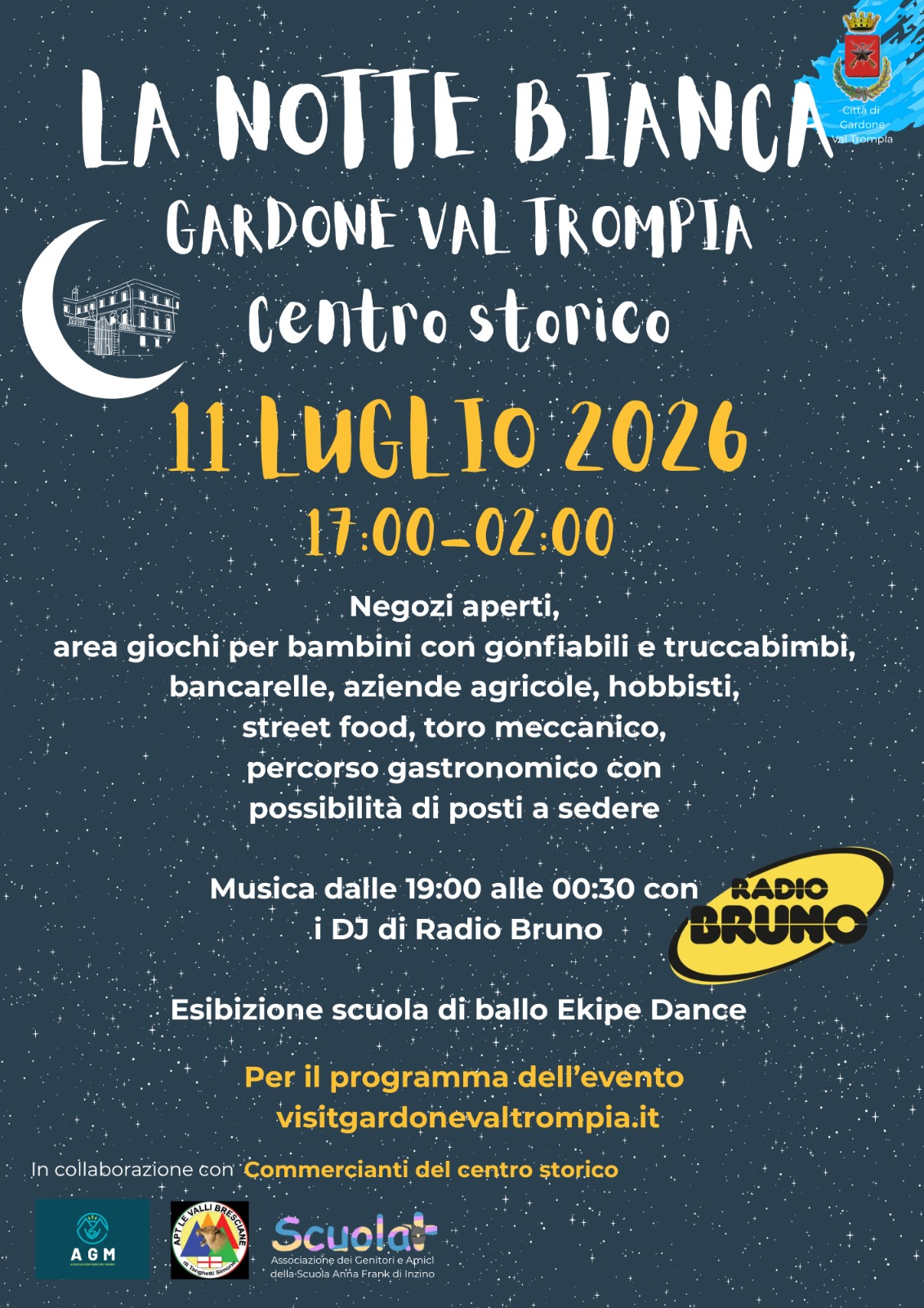 La Notte Bianca illumina Gardone Val Trompia: musica, street food e divertimento fino a notte fonda