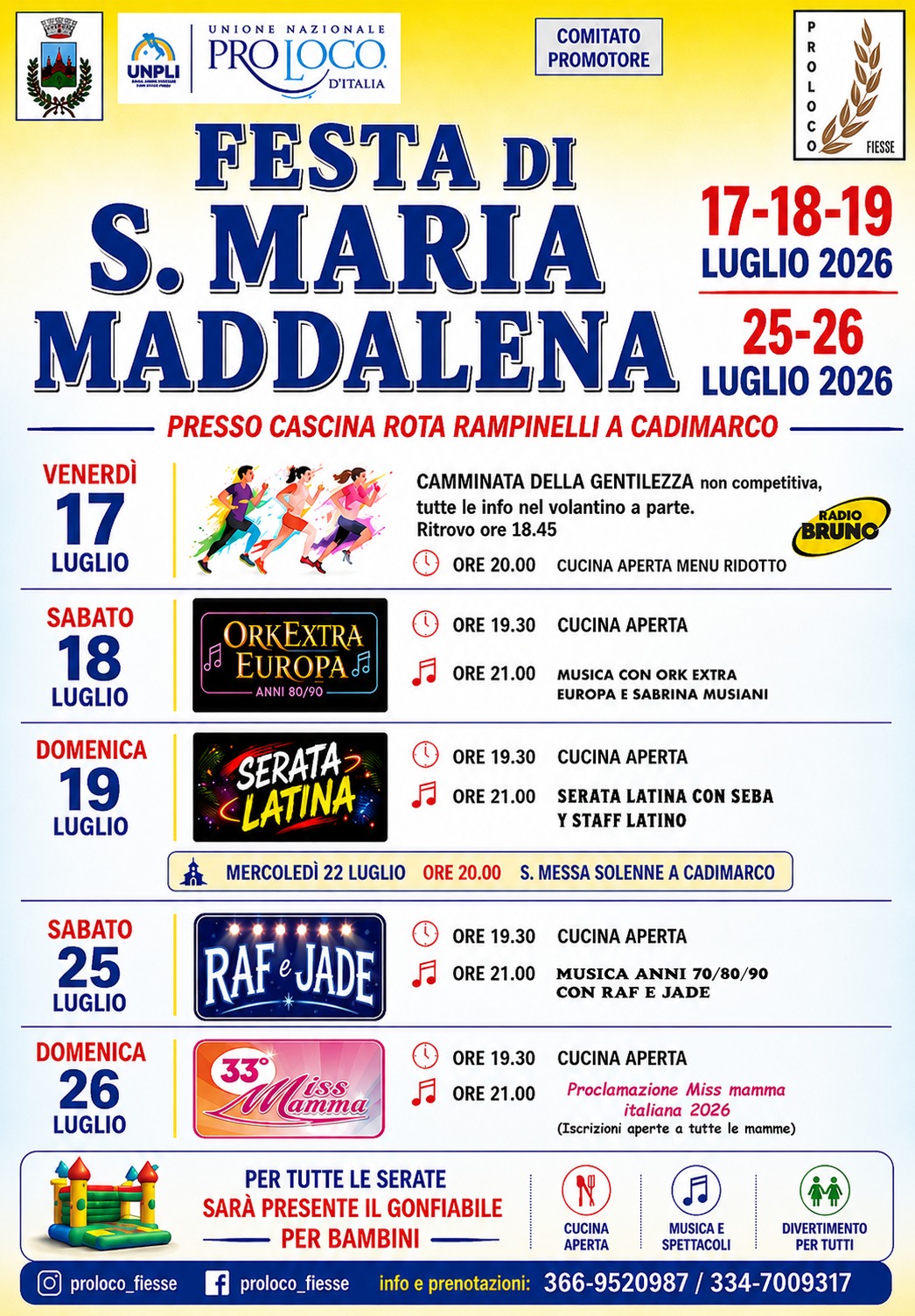 Dal 17 al 19 luglio, a Fiesse torna la Festa di S. Maria Maddalena
