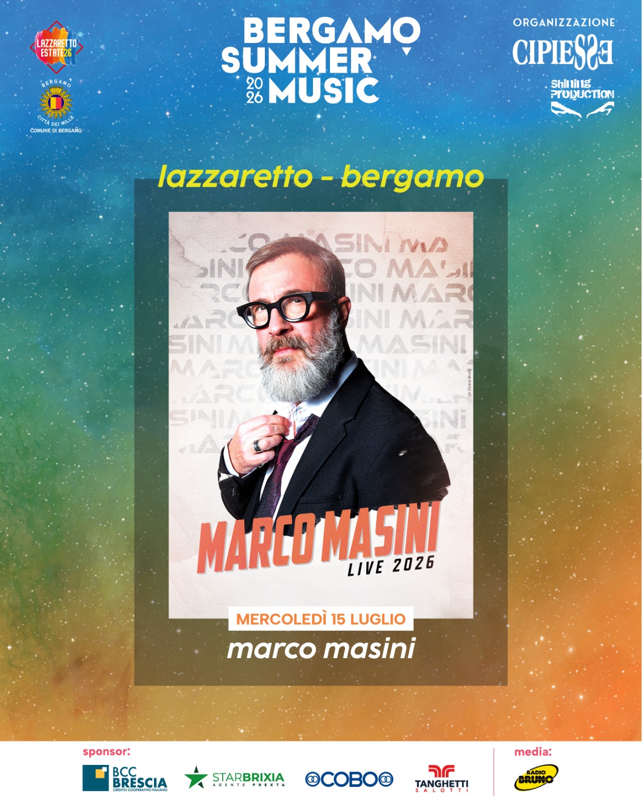 Mercoledì 15 luglio Marco Masini torna live al Lazzaretto di Bergamo