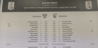 Carrarese-Mantova, Cioffi sorprende tutti: azzurri in campo con il 4-4-2
