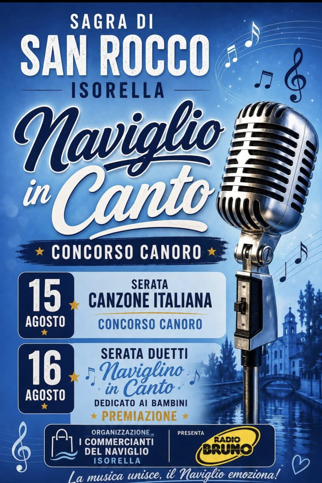Isorella, “Naviglio in Canto”: due serate di musica per la Sagra di San Rocco