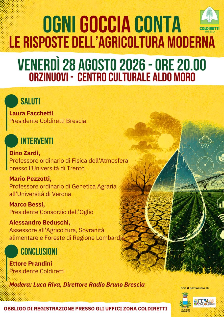 Orzinuovi, “Ogni goccia conta”: agricoltura e risorsa idrica al centro del confronto