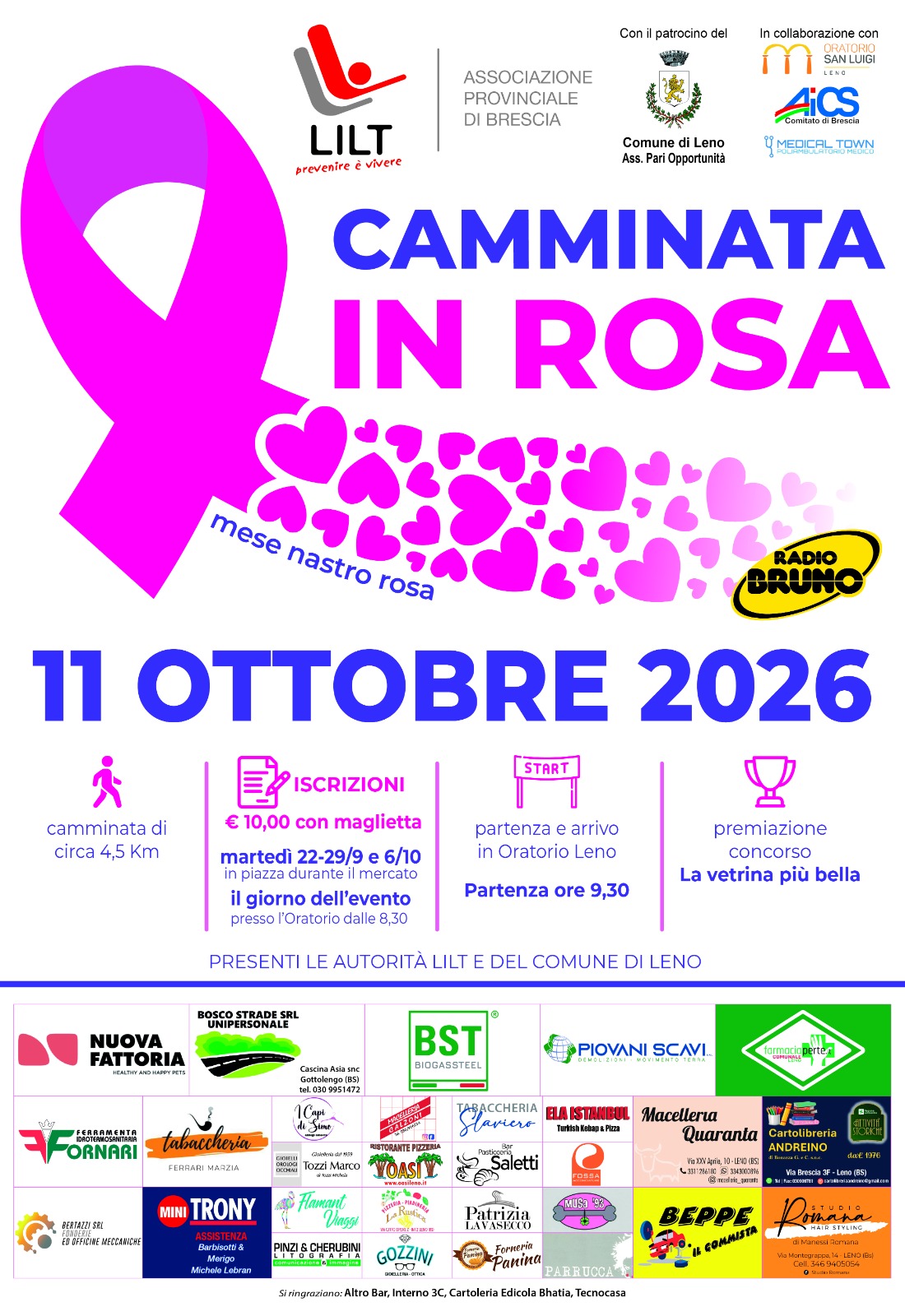 Leno si tinge di rosa: l’11 ottobre torna la Camminata in Rosa