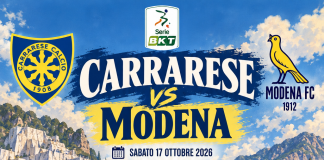 Carrarese-Modena, Pagliuca carica gli azzurri: «Umiltà, tenacia e spirito di squadra». Le probabili formazioni