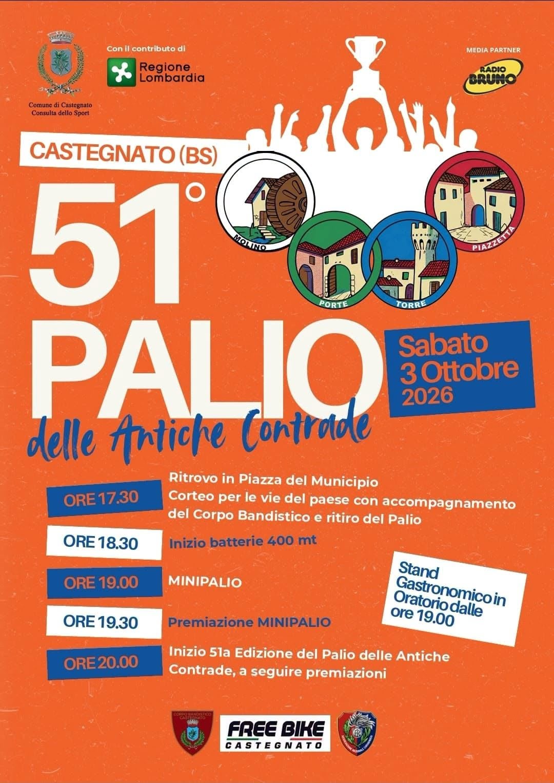 Castegnato, torna il Palio delle Antiche Contrade: sabato la 51ª edizione