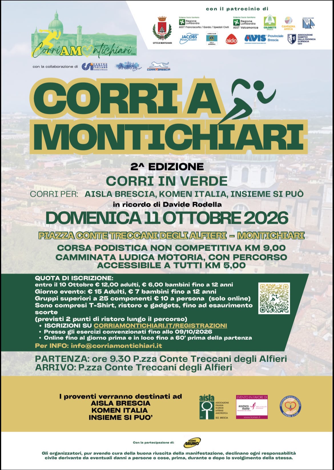 ‍♀️‍♂️ Domenica 11 ottobre 2026 torna Corri a Montichiari – Corri in Verde